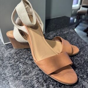 Solanz Wedge Sandals Women's‎ Ankle Strap Beige Taupe Comfort Casual Shoes